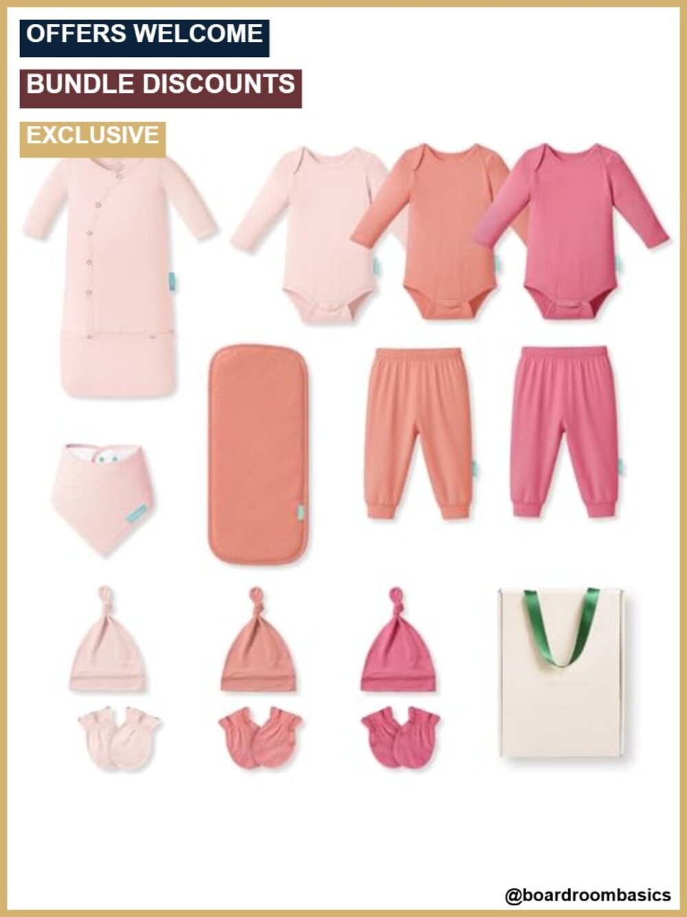 Newborn Layette Gift Set 14-Piece Bodysuits Pants Hats Mittens Bib Burp Cloth